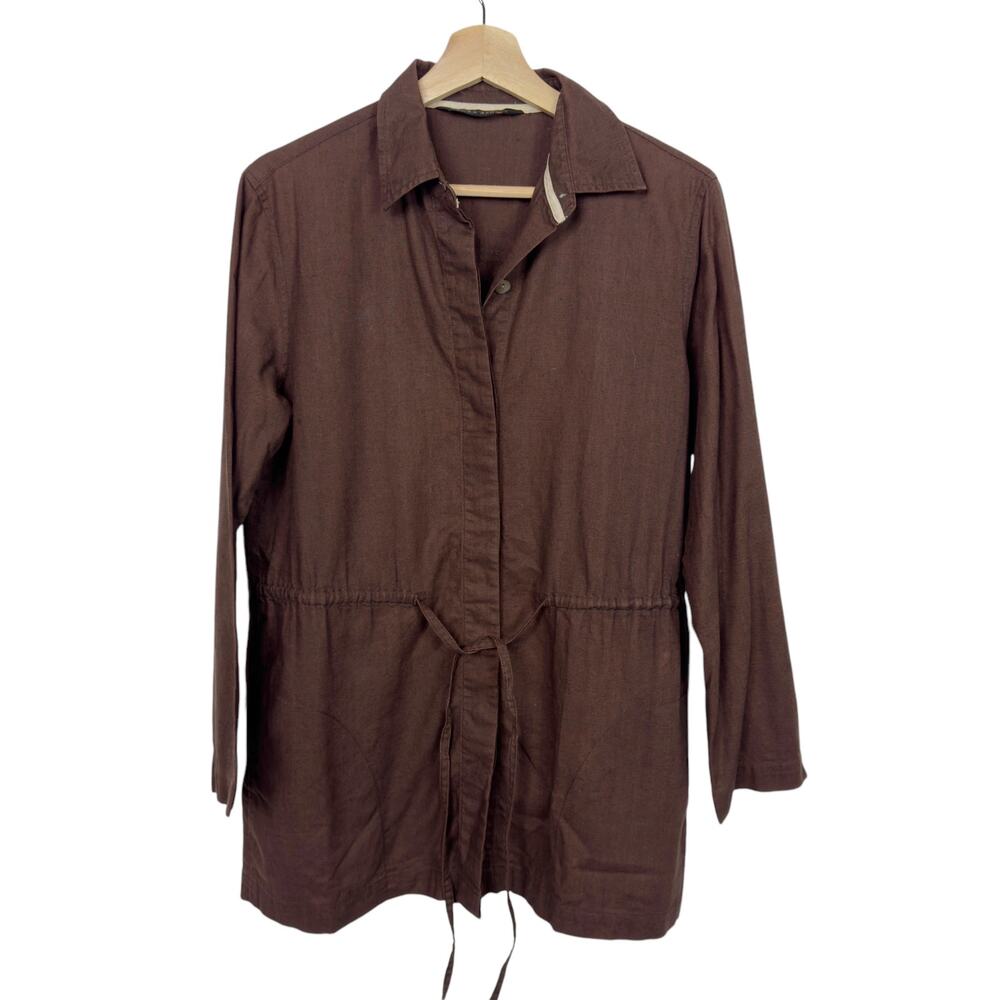 Laura Ashley Jacket‎ Linen Cotton Blend Lightweight Brown Womens Medium